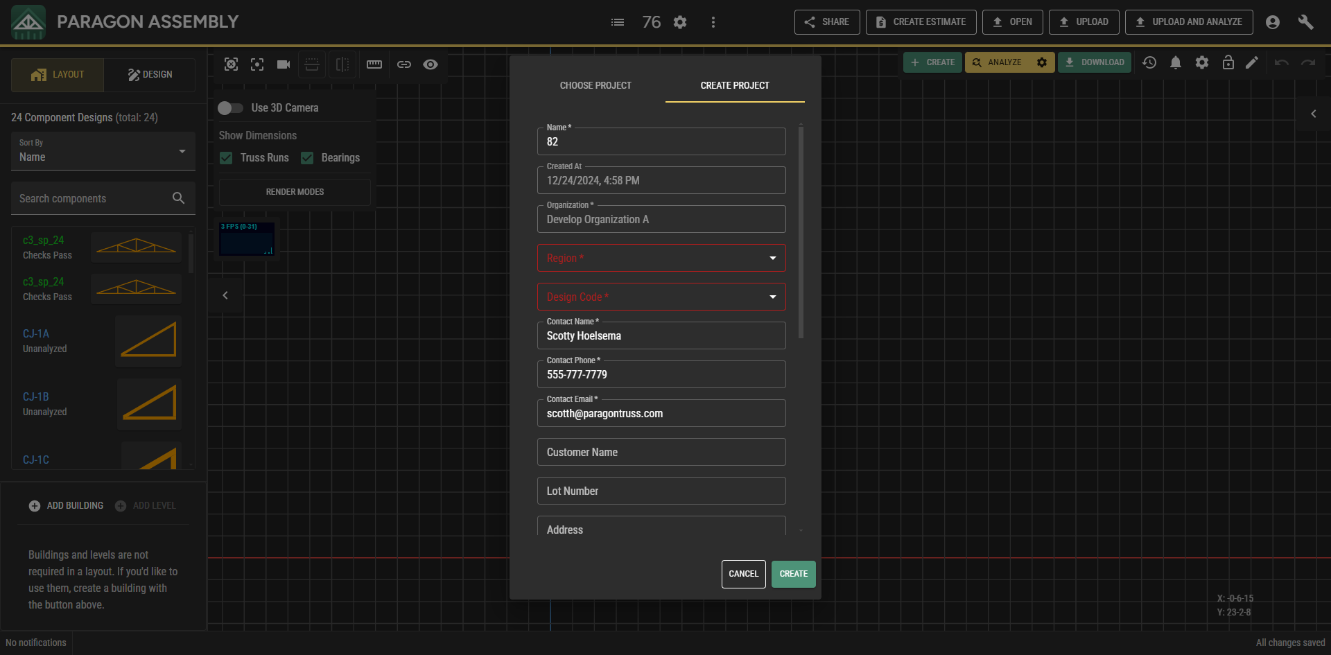 Create Project Dialog
